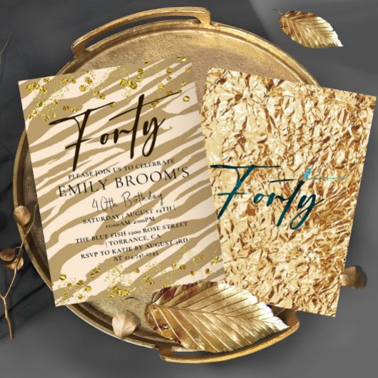Wilde 40e verjaardag Veertig Goud Uitnodiging