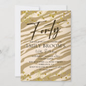 Wilde 40e verjaardag Veertig Goud Uitnodiging (Voorkant)