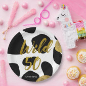 Wilde 50Gold Animal Pattern Monogram Papieren Bordje (Feest)