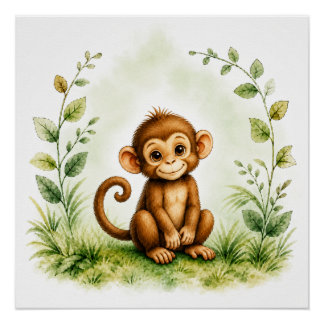 Wilde Aap Muur Kunst Natuur Poster