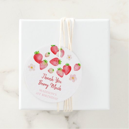 Wilde aardbei bessen zoete verjaardag bedankjes labels (In situ)