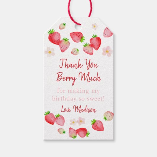 Wilde aardbei bessen zoete verjaardag cadeaulabel (Voorkant)