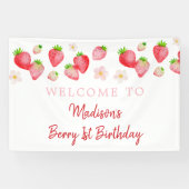 Wilde aardbei bessen zoete verjaardag spandoek (Horizontaal)