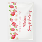 Wilde aardbei bessen zoete verjaardag spandoek (Verticaal)
