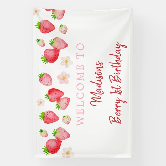 Wilde aardbei bessen zoete verjaardag spandoek (Verticaal)