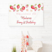 Wilde aardbei bessen zoete verjaardag spandoek (Insitu)