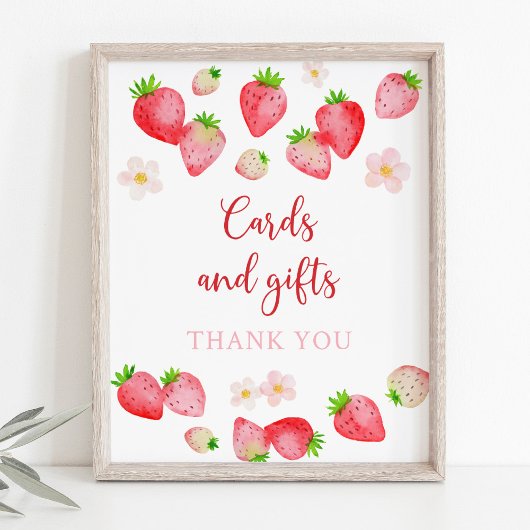 Wilde aardbei Kaarten en cadeaus Verjaardagsteken Poster