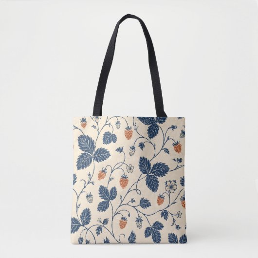 Wilde Aardbei Ledger Vintage Botanicals Tote Bag (Voorkant)