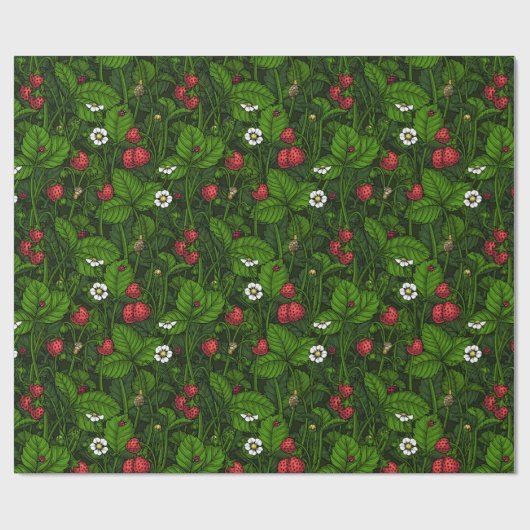 Wilde aardbeien cadeaupapier (Vlak)