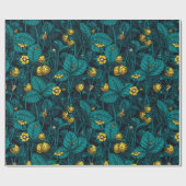 Wilde aardbeien, geel en blauw cadeaupapier (Vlak)