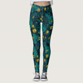 Wilde aardbeien, geel en blauw leggings (Voorkant)