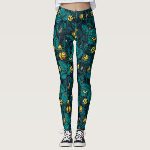 Wilde aardbeien, geel en blauw leggings