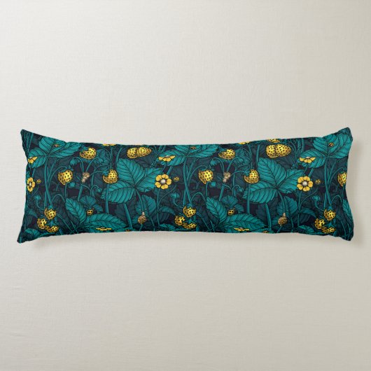 Wilde aardbeien, geel en blauw lichaamskussen (Voorkant)