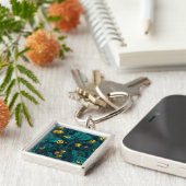 Wilde aardbeien, geel en blauw sleutelhanger (Zijkant)