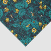 Wilde aardbeien, geel en blauw tissuepapier (Detail)