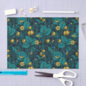 Wilde aardbeien, geel en blauw tissuepapier (Craft)