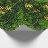 Wilde aardbeien, geel en groen cadeaupapier (Hoek)