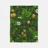 Wilde aardbeien, geel en groen fleece deken (Voorkant)