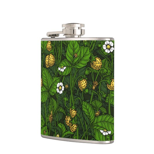 Wilde aardbeien, geel en groen heupfles (Links)