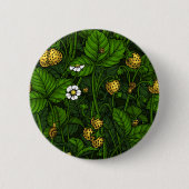 Wilde aardbeien, geel en groen ronde button 5,7 cm (Voorkant)