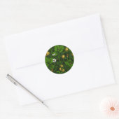 Wilde aardbeien, geel en groen ronde sticker (Envelop)