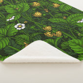 Wilde aardbeien, geel en groen sherpa deken (3/4)