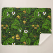 Wilde aardbeien, geel en groen sherpa deken (Voorkant (horizontaal))