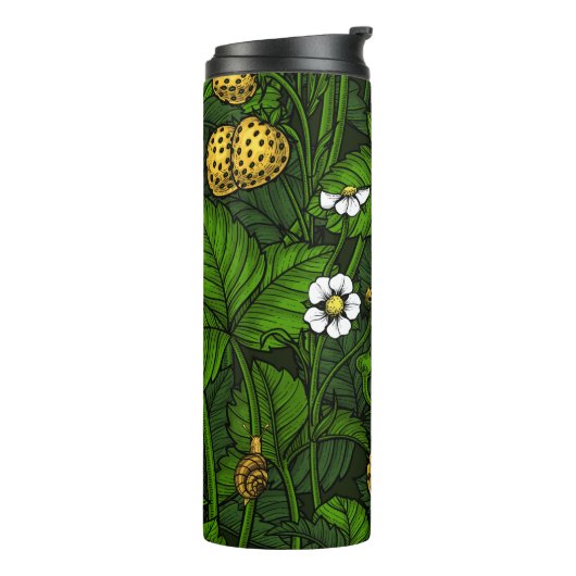 Wilde aardbeien, geel en groen thermosbeker (Gedraaid links)