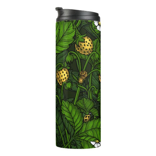 Wilde aardbeien, geel en groen thermosbeker (Geroteerd rechts)