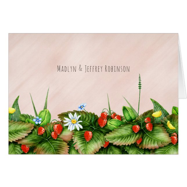 Wilde aardbeien in een weide, lichtroze land (Voorkant Horizontaal)