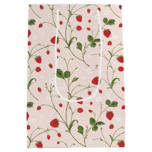 Wilde aardbeien (Linen) - Weefpapier Medium Cadeauzakje (Achterkant)