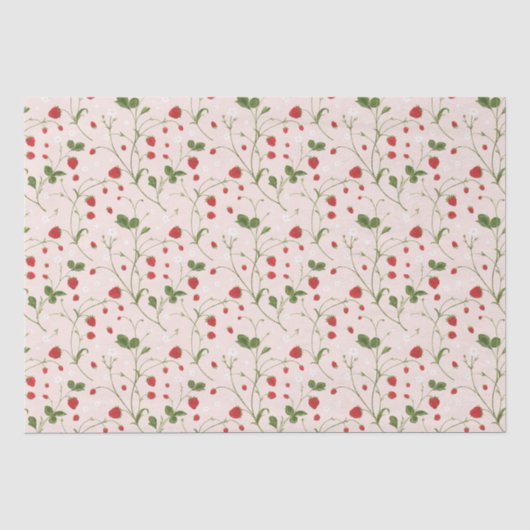 Wilde aardbeien (Linen) - Weefpapier Tissuepapier (Voorkant)