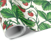 Wilde aardbeien op gebroken wit cadeaupapier (Rol Hoek)