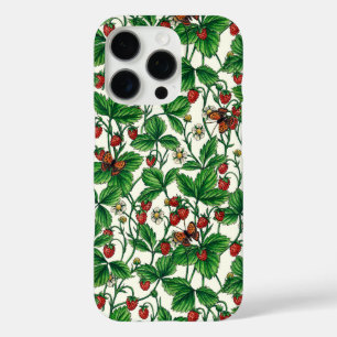 Wilde aardbeien op gebroken wit iPhone 16 pro hoesje