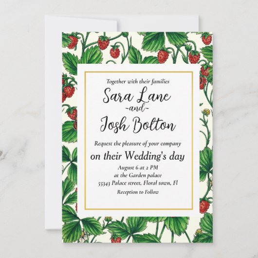 Wilde aardbeien op gebroken wit kaart (Voorkant)