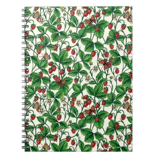 Wilde aardbeien op gebroken wit notitieboek (Voorkant)