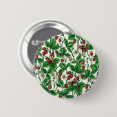 Wilde aardbeien op gebroken wit ronde button 5,7 cm (Voorkant /achterkant)
