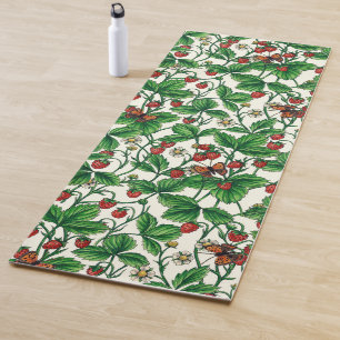 Wilde aardbeien op gebroken wit yogamat