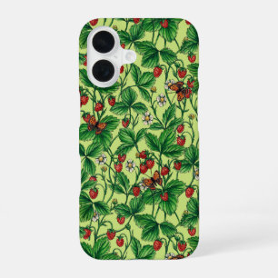 Wilde aardbeien op honingdauw iPhone 16 hoesje