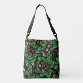 Wilde aardbeien op zwart crossbody tas (Achterkant)