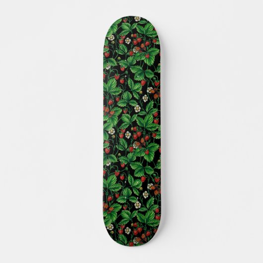 Wilde aardbeien op zwart persoonlijk skateboard (Voorkant)