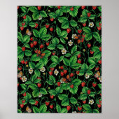 Wilde aardbeien op zwart poster (Voorkant)