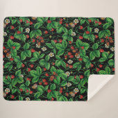 Wilde aardbeien op zwart sherpa deken (Voorkant (horizontaal))