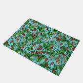 Wilde aardbeien op zwembad blauw deurmat (Schuin)
