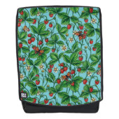 Wilde aardbeien op zwembad blauw rugtassen (Voorkant)