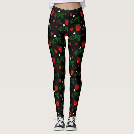 Wilde aardbeien Patroon Leggings (Voorkant)