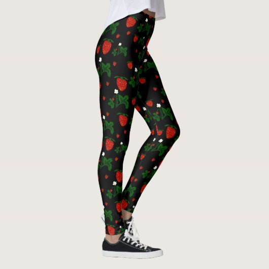 Wilde aardbeien Patroon Leggings (Rechts)