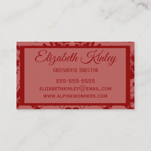 Wilde aardbeien Pattern Visitekaartje (Achterkant)