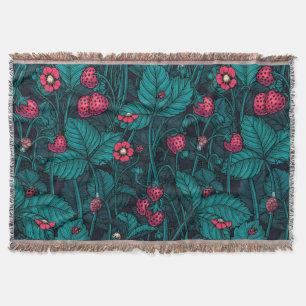 Wilde aardbeien, rood en blauw deken