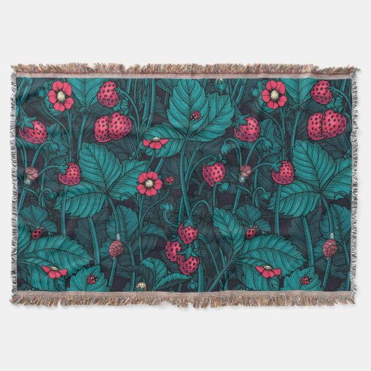 Wilde aardbeien, rood en blauw deken (Voorkant)